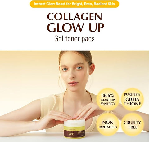 Eqqualberry Collagen Glow Up Gel Toner Pad 60 Sheets
