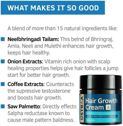 Ustraa Hair Growth Cream for Men - Non-Oily, 18 Natural Ingredients, 100g - Image 6