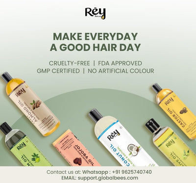 ReyNaturals Complete Hair Care Kit - Castor, Coconut, Almond, Rosemary, Tea Tree Oils - Combo Pack - Image 7