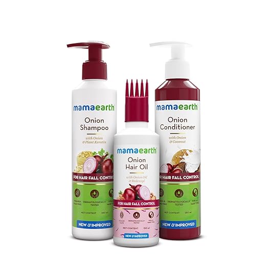 Mamaearth Anti Hair Fall Spa Kit Range - with Onion Hair Oil + Onion Shampoo + Onion Conditioner for Hair Fall Control