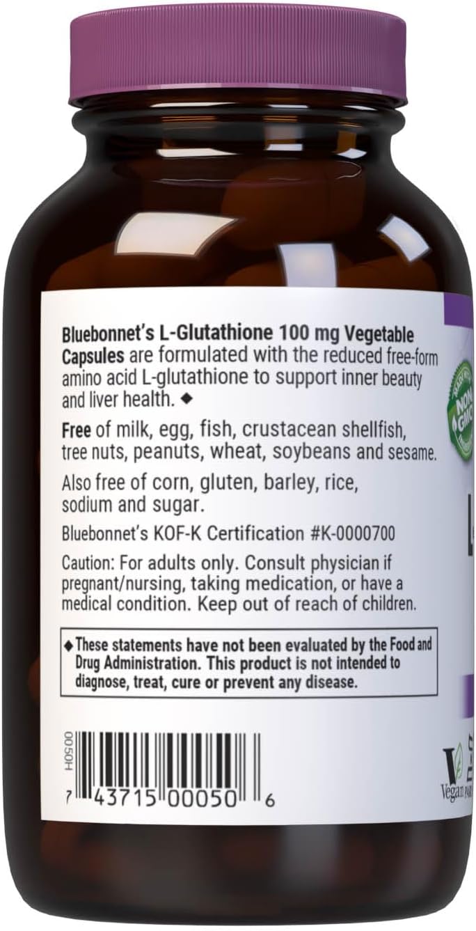 BlueBonnet L-Glutathione 100 Mg Vegetable Capsules - Beauty Supplement - Image 2