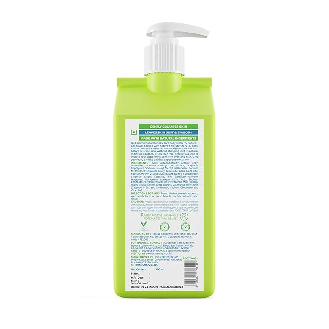 Mamaearth Milky Soft Baby Body Wash with Oats, Milk & Calendula - 400ml - Image 4