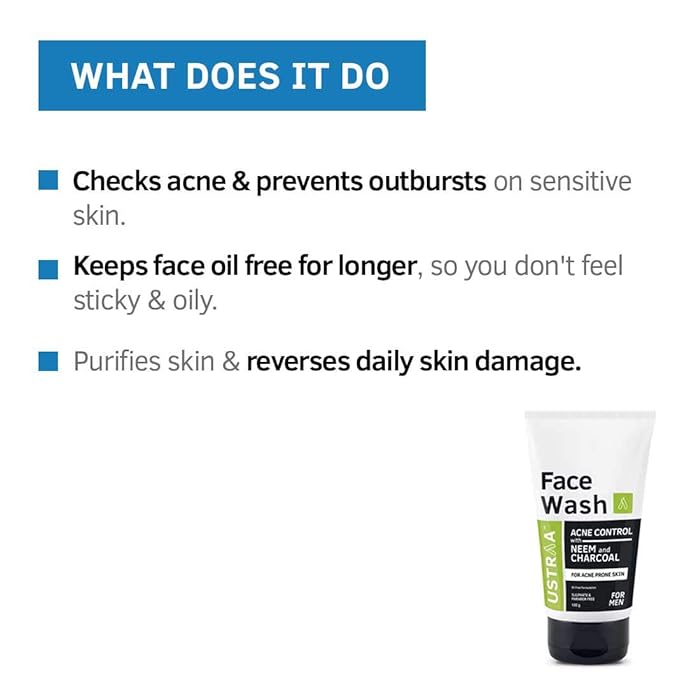 Ustra Face Wash for Acne Control with Neem & Charcoal - 100g - Image 4