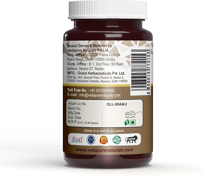 Vedapure Raw Shilajit Capsules - Herbal Ayurvedic Extract, 1000mg - 60 Count - Image 2