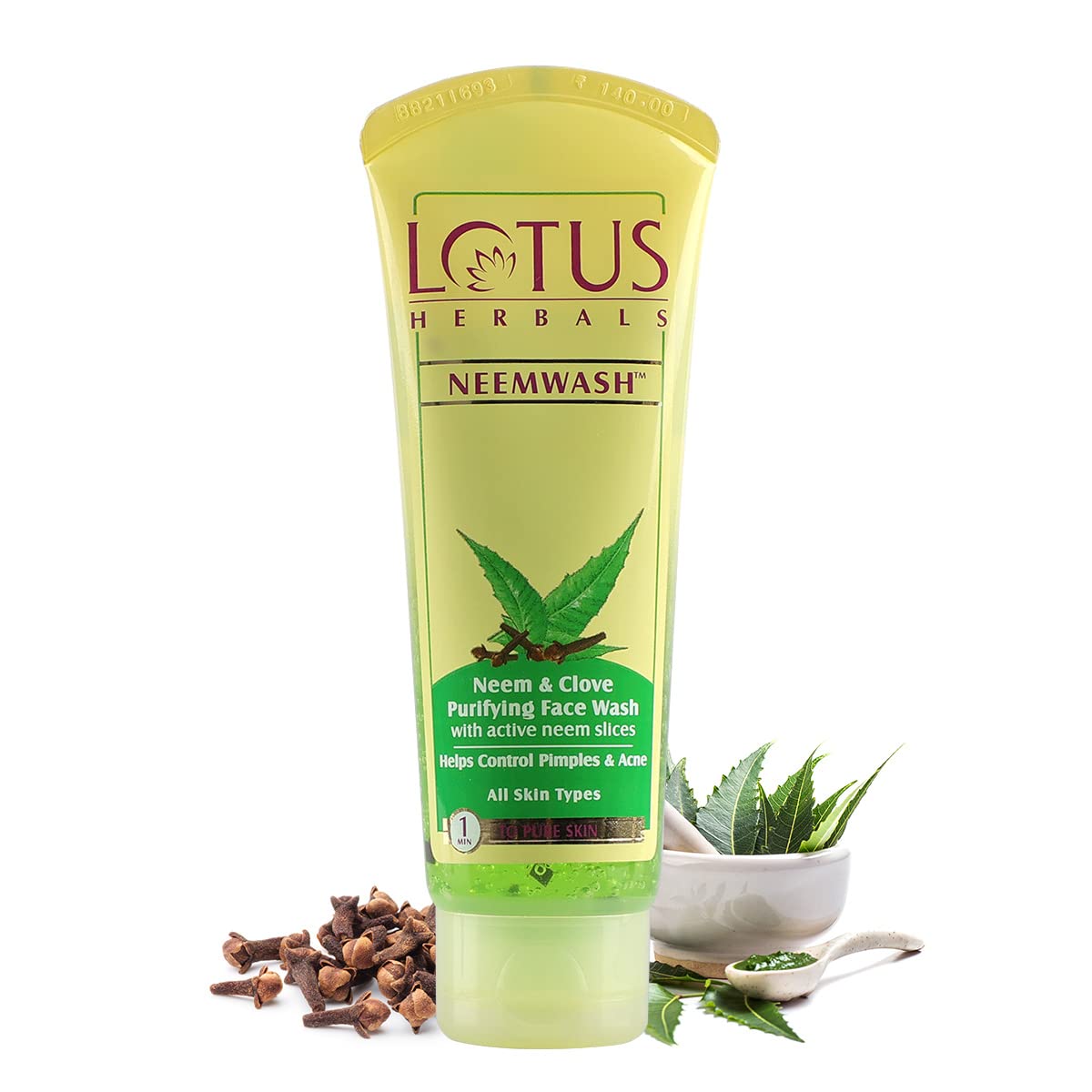Lotus Herbal Neem & Clove Face Wash with Active Neem Slices - 120 G