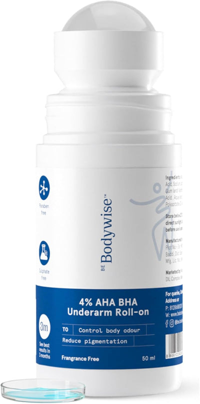 Bebodywise 4% AHA BHA Underarm Roll On - Flora, 50ml
