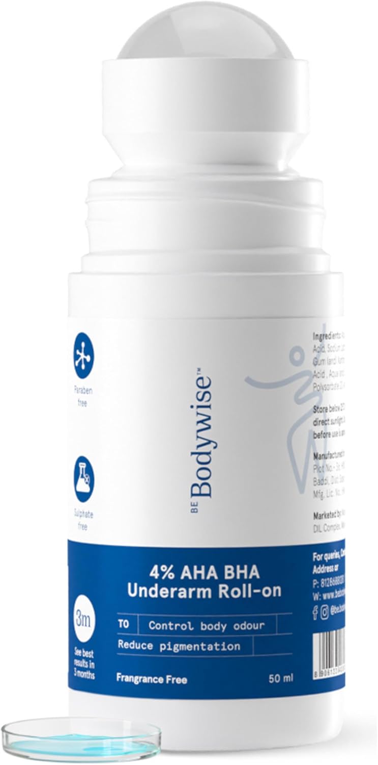 Bebodywise 4% AHA BHA Underarm Roll On - Flora, 50ml
