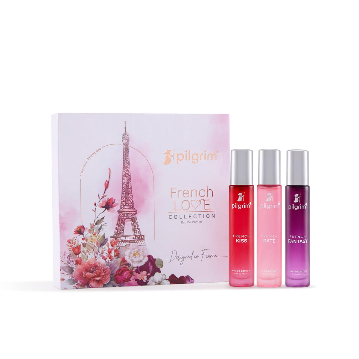 Pilgrim Women The French Love Collection Premium Perfume Aerosol Gift Set - 3x17mL