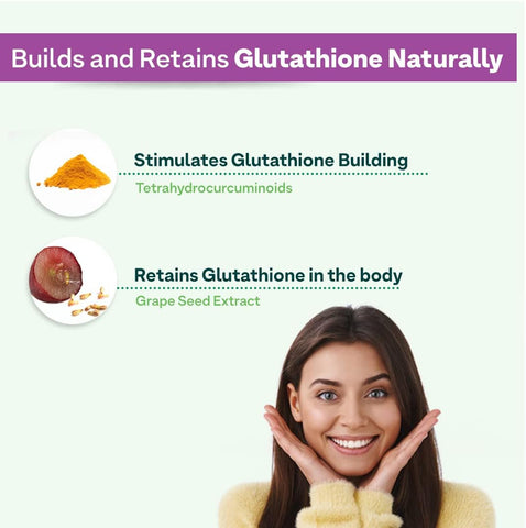 Oziva Plant Based Glutathione Builder | Glutathione Tablets For Skin Glow & Anti-Ageing | Sugar Free, Antioxidant Supplements With Grapeseed, Vitamins C & E, Selenium, 60 Veg Capsules