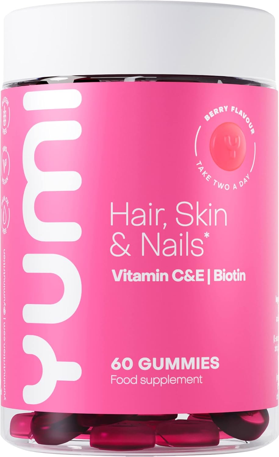 Yumi Hair, Skin & Nails Gummies - Biotin, Mixed Berries, 60 Count
