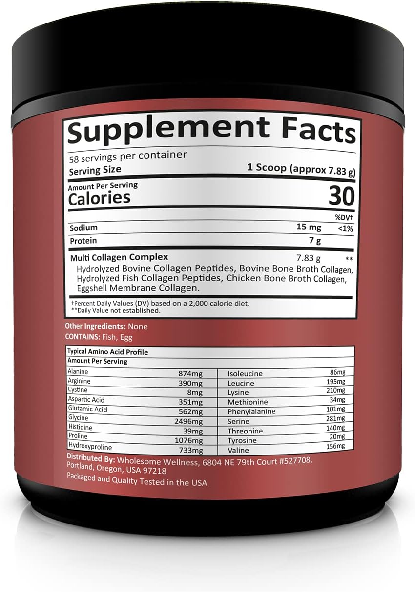 Wholesome Multi Collagen Peptides Protein Powder, Unflavored, 454g - Image 2