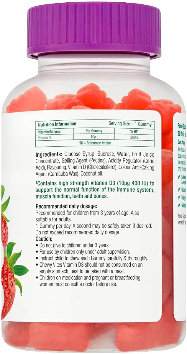 Chewy Vites Kids Vitamin D3 Gummies - Vegan, 400 IU, 60 Count - Image 2