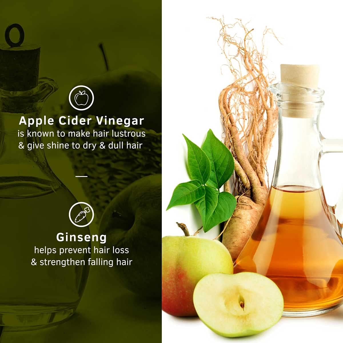 Ustraa Anti-Hair Fall Shampoo with Apple Cider Vinegar & Ginseng - 250ml - Image 3