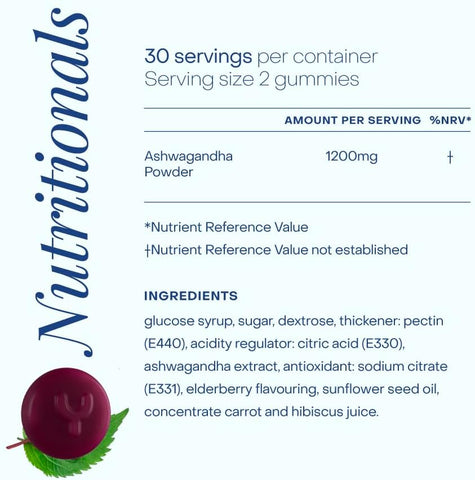 Yumi Wellness Ashwagandha Elderberry Flavour Gummies 60