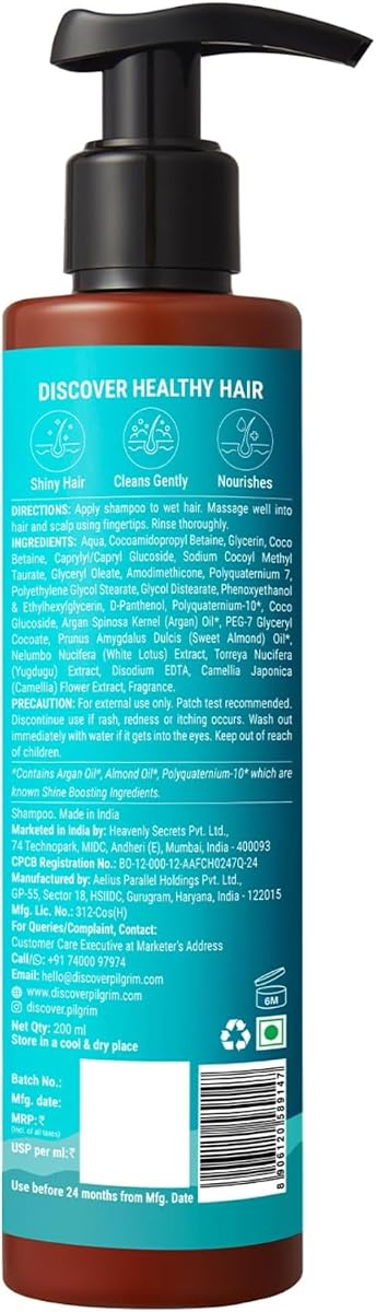 Pilgrim Argan Oil Sulphate-Free Shampoo with Korean White Lotus & Camellia - 200ml - Image 8