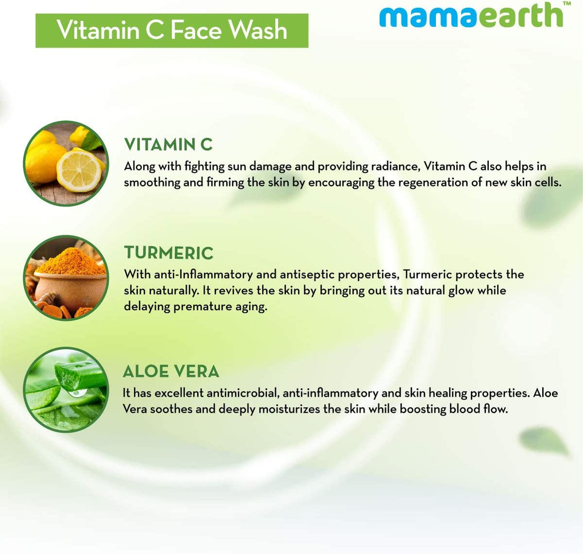 Mamaearth Vitamin C Face Wash with Turmeric & Aloe Vera - 100ml - Image 3