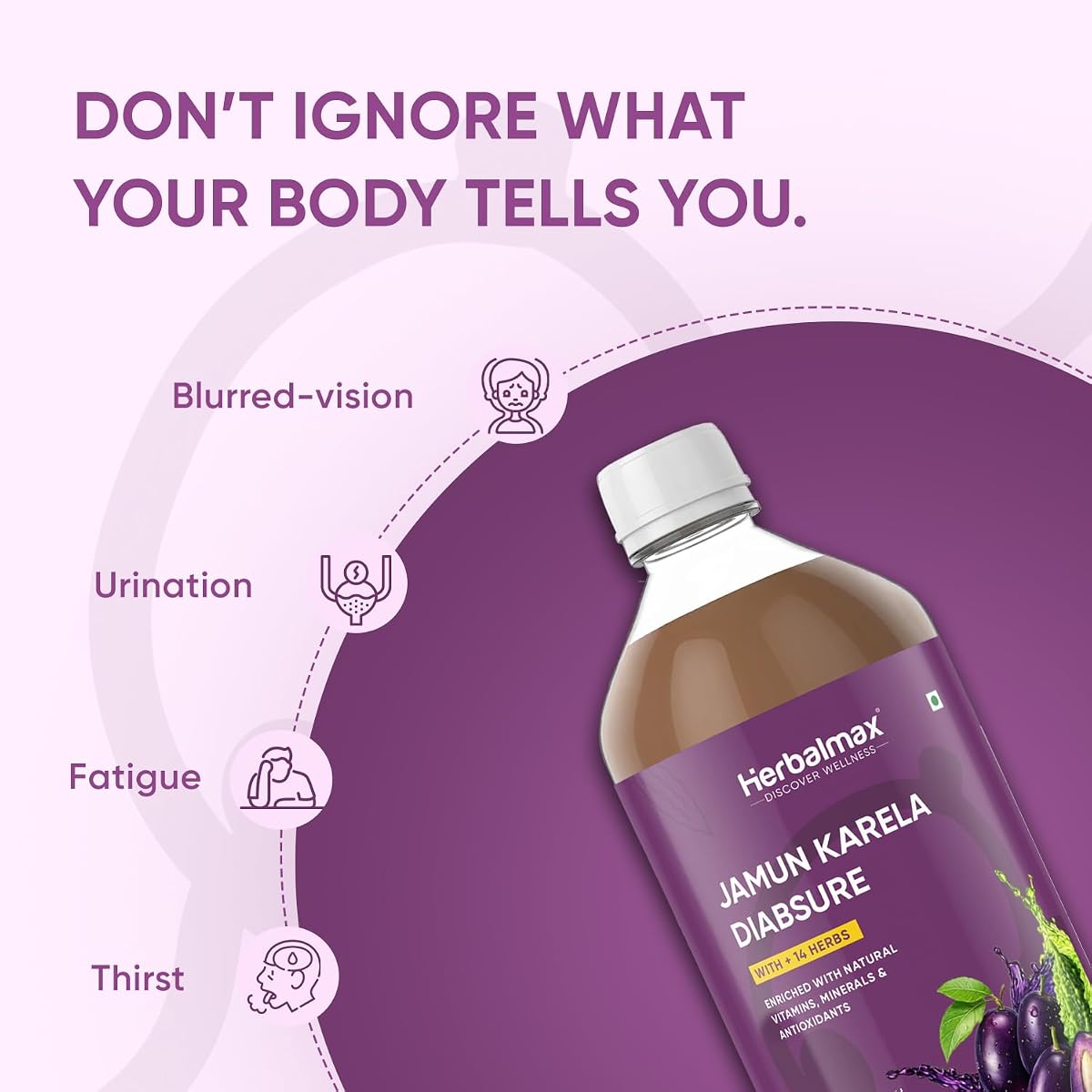 Herbal Max Diabetic Care Juice - Karela & Jamun with 11 Herbs - 450 ml - Image 2