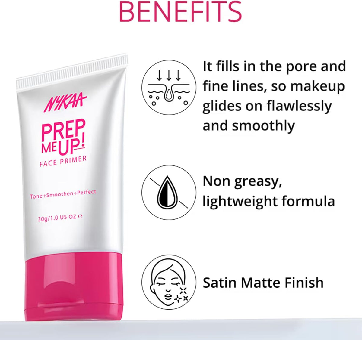 Nykaa Prep Me Up! Face Primer, Colour Cosmetics - 30ml - Image 2