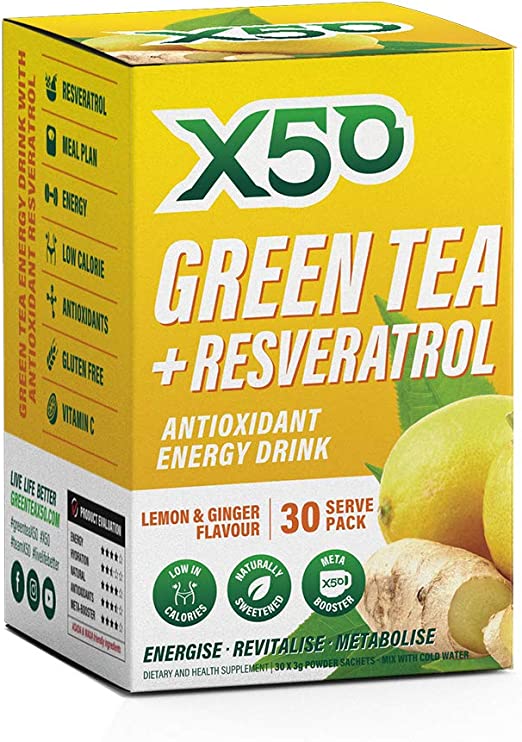 X50 Lemon and Ginger Green Tea Functional Drink, 30 Serves