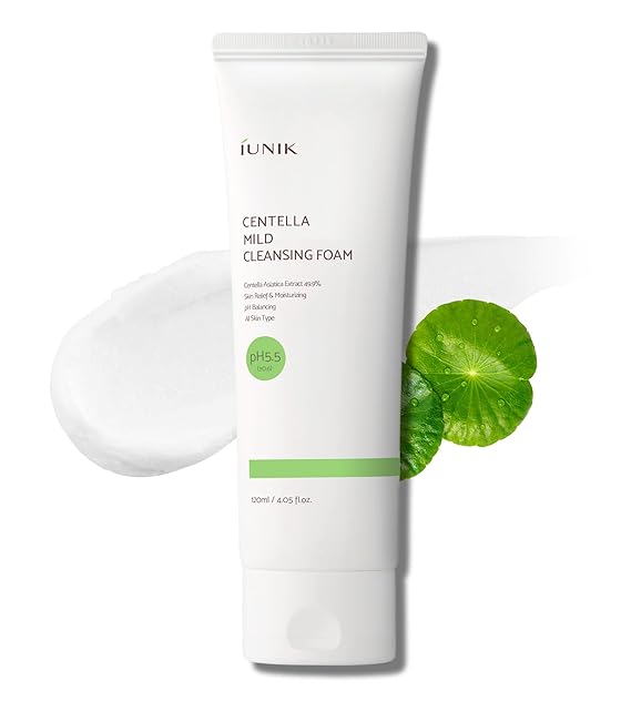 IUNIK Centella Mild Facial Foaming Cleanser Moisturizing for Oily Dry Senstivie prone skin Vegan Korean Skincare