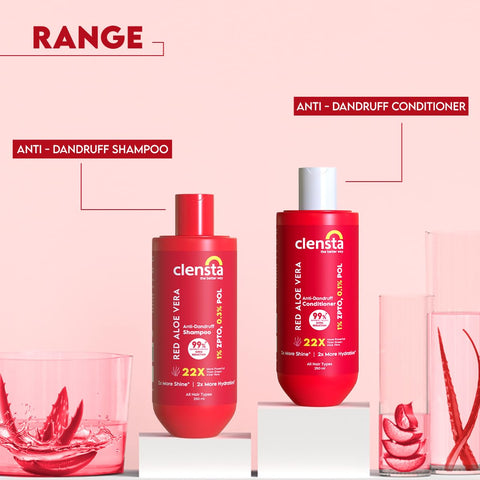 Complete Dandruff Care :  Clensta Red Aloe Vera Anti-Dandruff Shampoo (250ml) and Clensta Red Aloe Vera Anti-Dandruff Conditioner (250ml) (CLPO86)