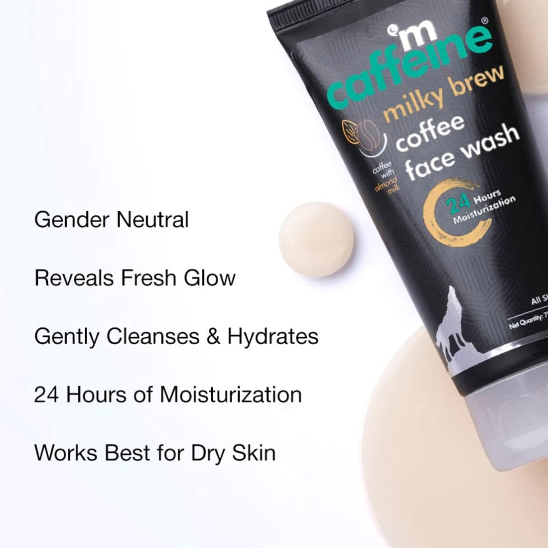 mCaffeine Milky Brew Face Wash, Facial Cleanser - 75ml - Image 4