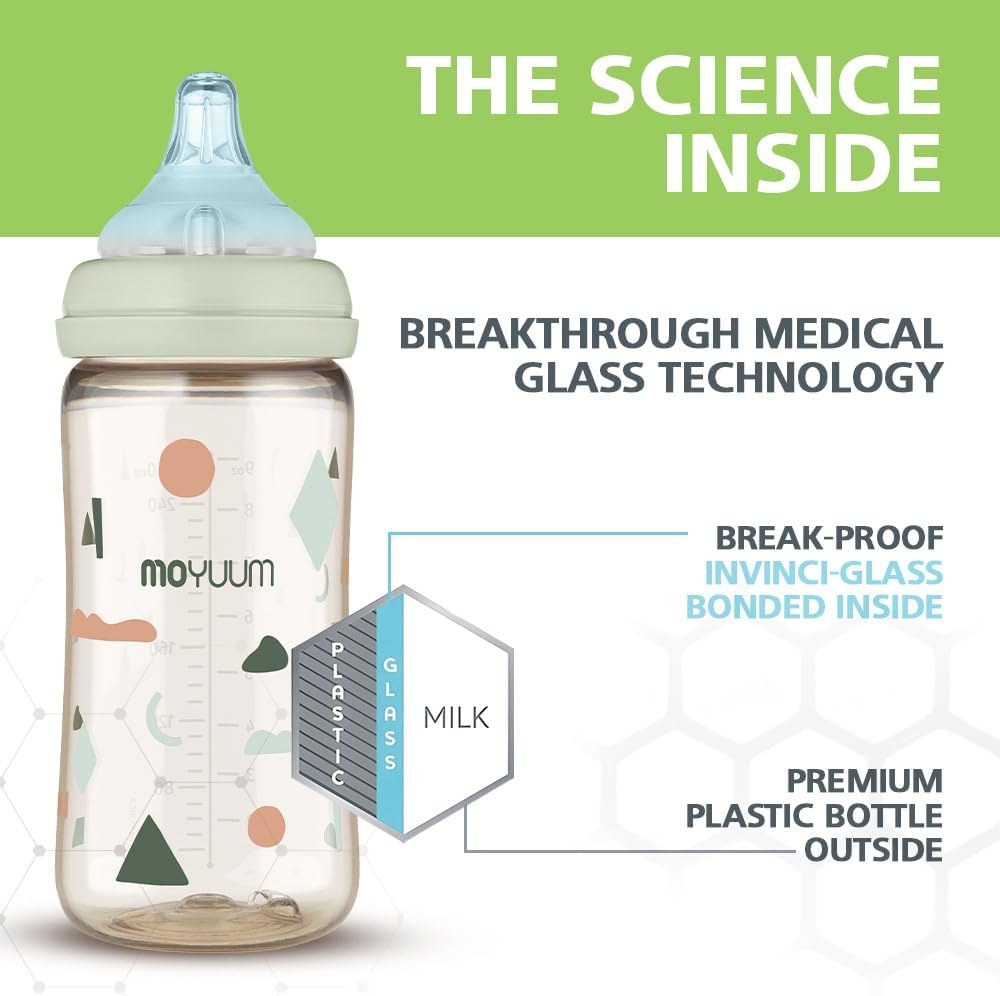 Moyuum PPSU Feeding Baby Bottle with Nipple, Anti Colic, 170ml - Mint - Image 2