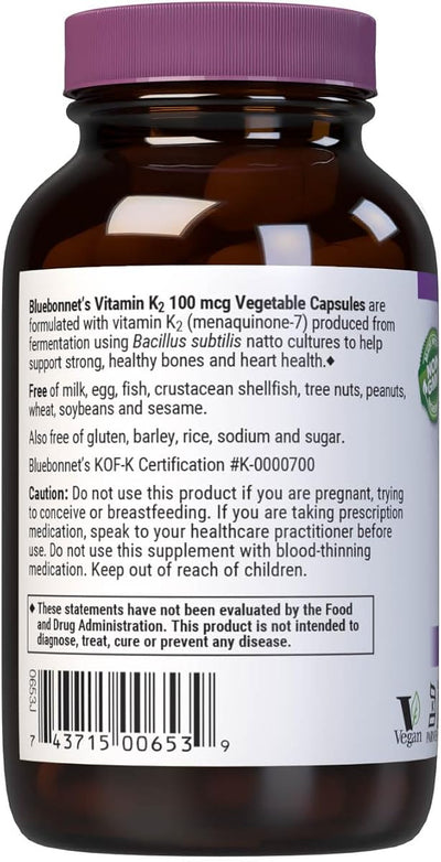 BlueBonnet Vitamin K2 Capsules - 100 mcg, Vegetarian, 272 g - Image 3