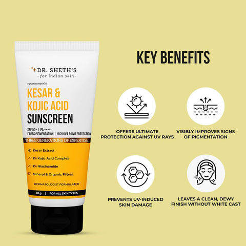 Dr. Sheth’s Kesar & Kojic Acid Sunscreen 50 gm