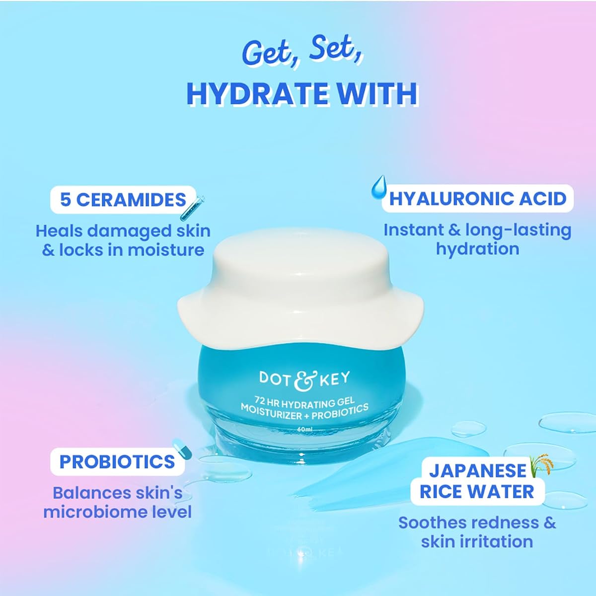 Dot & Key 72Hr Hydrating Gel with Probiotics - 60ml - Image 3