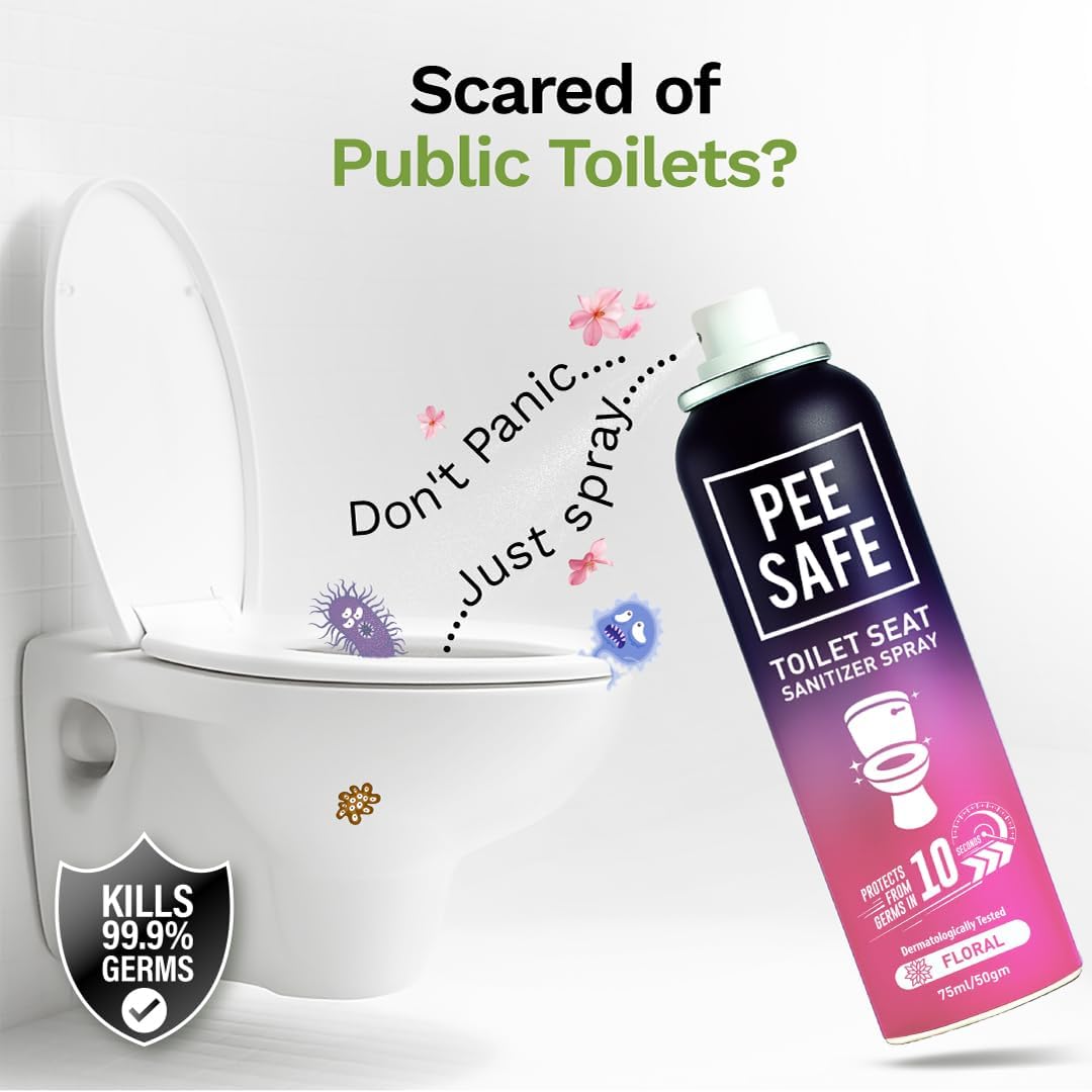 Pee Safe Toilet Seat Sanitizer Spray - Floral Fragrance, 75ml - Image 2