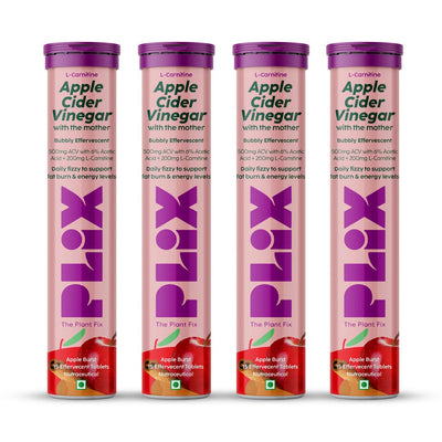 Plix Apple Cider Vinegar Apple Burst Effervescent Tablets, 15 Tablets (4 Pack)