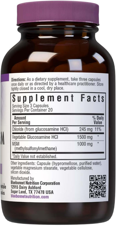 BlueBonnet Vegetarian Glucosamine MSM Capsules - 60 Count - Image 2