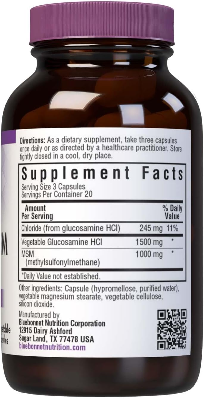 BlueBonnet Vegetarian Glucosamine MSM Capsules - 60 Count - Image 2