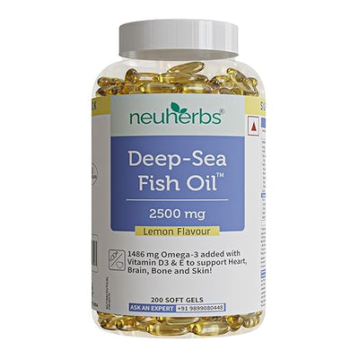 Neuherbs Deep-Sea Fish Oil Softgels with Lemon Flavour - 200 Count