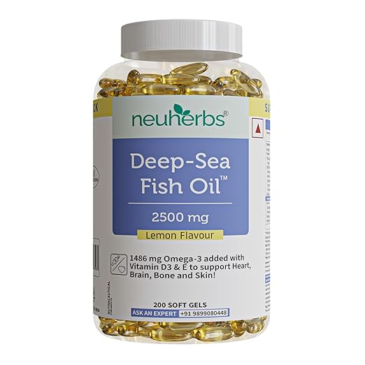 Neuherbs Deep-Sea Fish Oil Softgels with Lemon Flavour - 200 Count