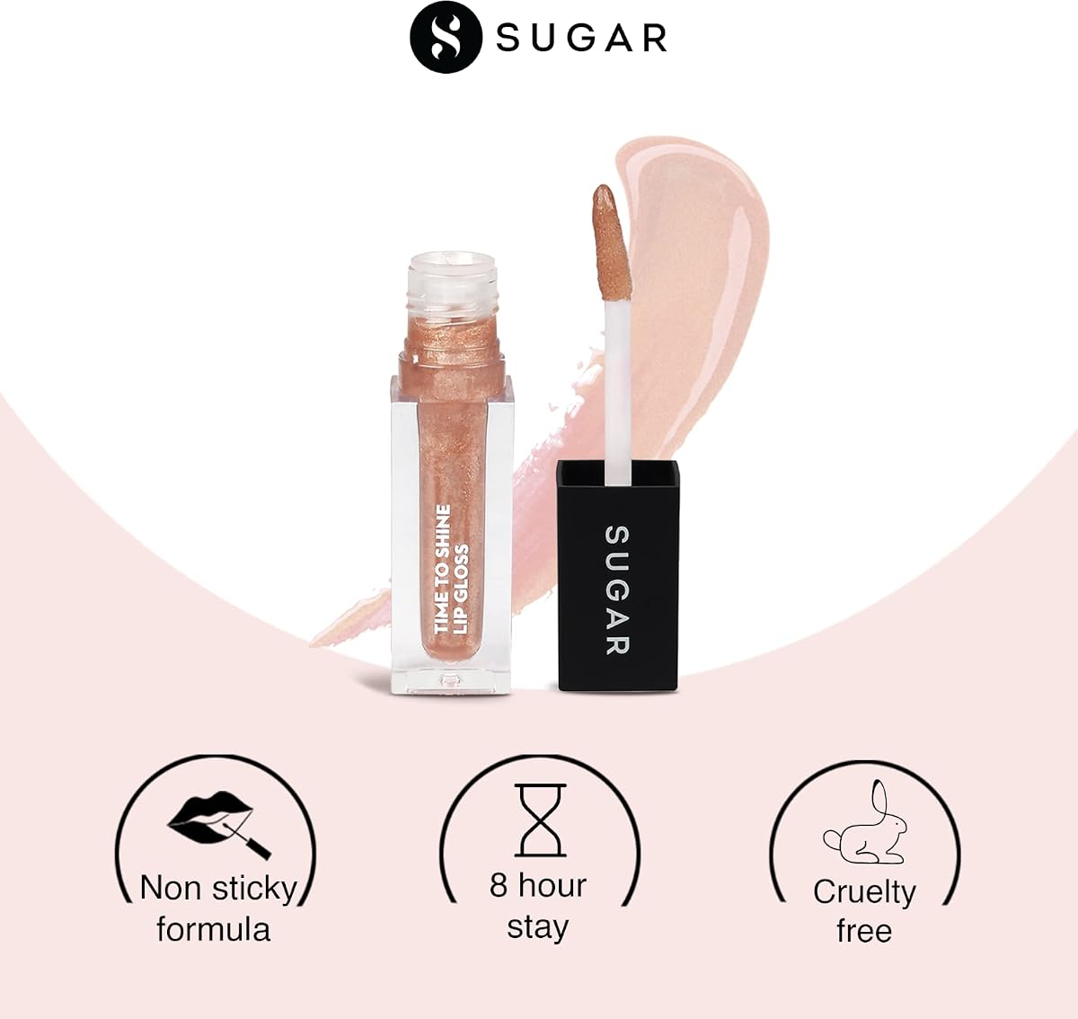 Sugar Cosmetics Time to Shine Lip Gloss - Jojoba Oil & Vitamin E, 4.5g - Image 2