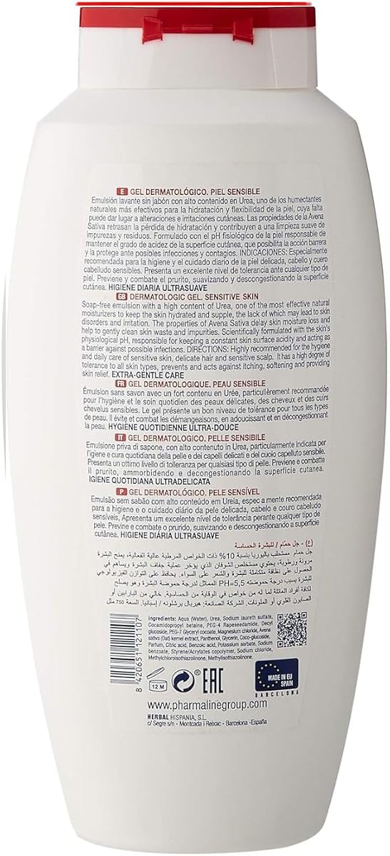PharmaLine Sensitive Dermatologic Shower Gel with Urea and Oats - 750ML - Image 2
