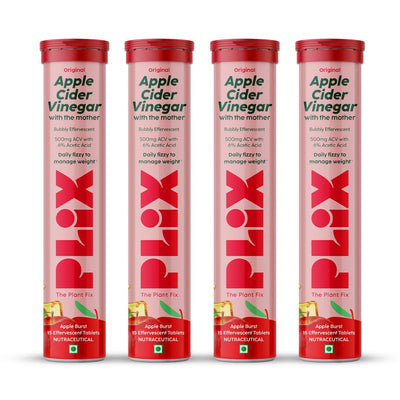 Plix Apple Cider Vinegar Daily Fizzy Tablets - Energy & Weight Support - 60 Tablets