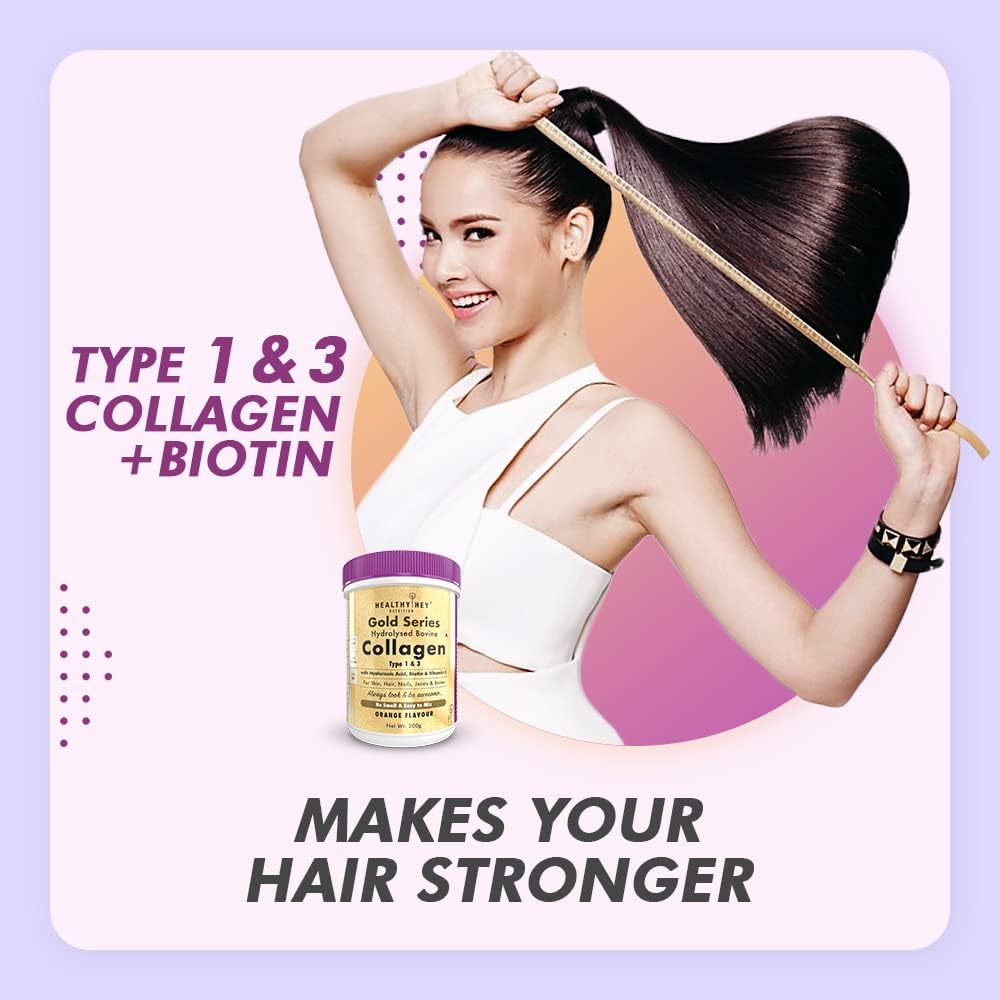 HealthyHey Nutrition Gold Series Hydrolysed Bovine Collagen Type 1 & 3, 200g - Orange - Image 5