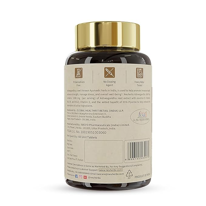 Neuherbs Ashwagandha 1000 Plus with Vitamins Tablets - 60 Count - Image 2