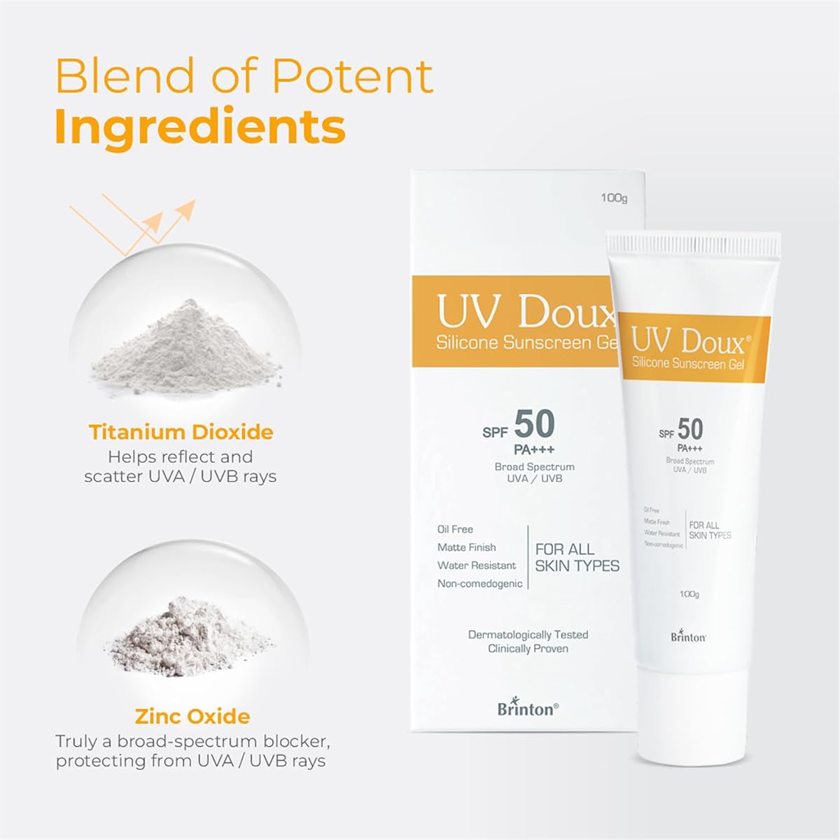 Brinton UV Doux Face & Body Sunscreen Gel SPF 50 PA+++, 100g - Image 7