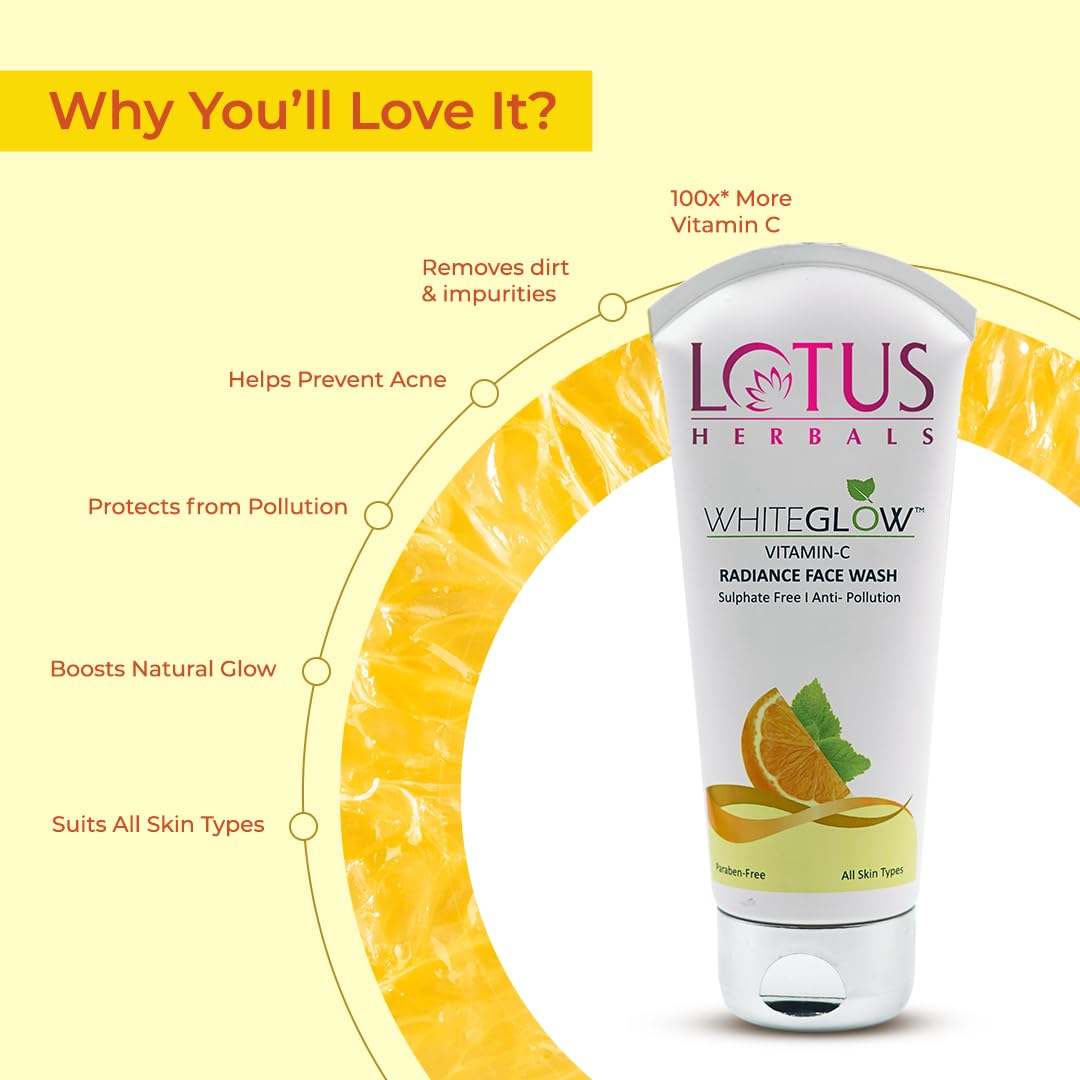Lotus Herbals White Glow Vitamin C Radiance Face Wash - 100g - Image 2