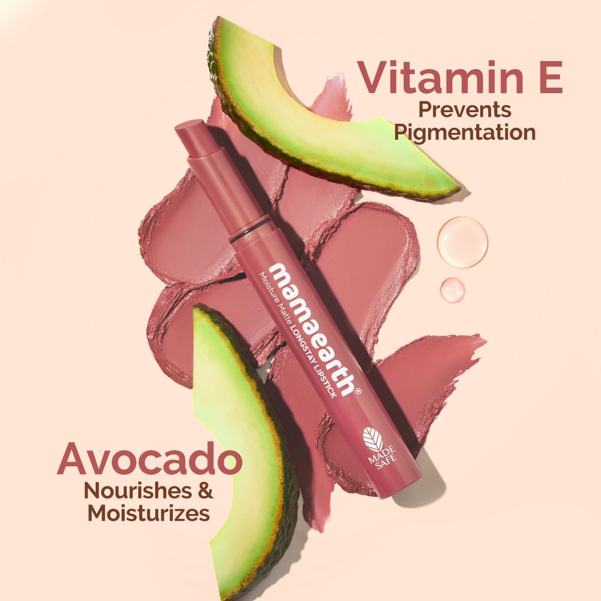 Mamaearth Moisture Matte Longstay Lipstick - Avocado Oil & Vitamin E, Carnation Nude, 2g - Image 4