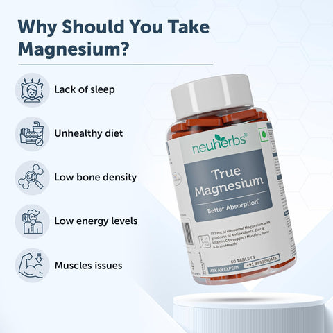Neuherbs True Magnesium Glycinate Supplement 1600Mg- 60 Tablets