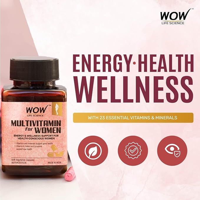 Wow Life Science Multivitamin for Women - Veg Capsules with Vitamin A, Lutein & Lycopene - 60 Count - Image 2
