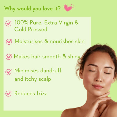 Wishcare 100% Pure Unrefined Cold Pressed Hair & Skin Oil with Olive for Healthy Hair & Glowing Skin