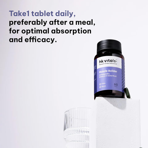 HK Vitals Muscle Builder (60 Tablets) | Blend Of Ashwagandha, Shatavari And Safed Musli | For Immunity, Muscle Strength And Vitality