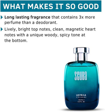 Ustraa Men's Cologne SCUBA - Deep & Fresh Fragrance, 100ml - Image 3