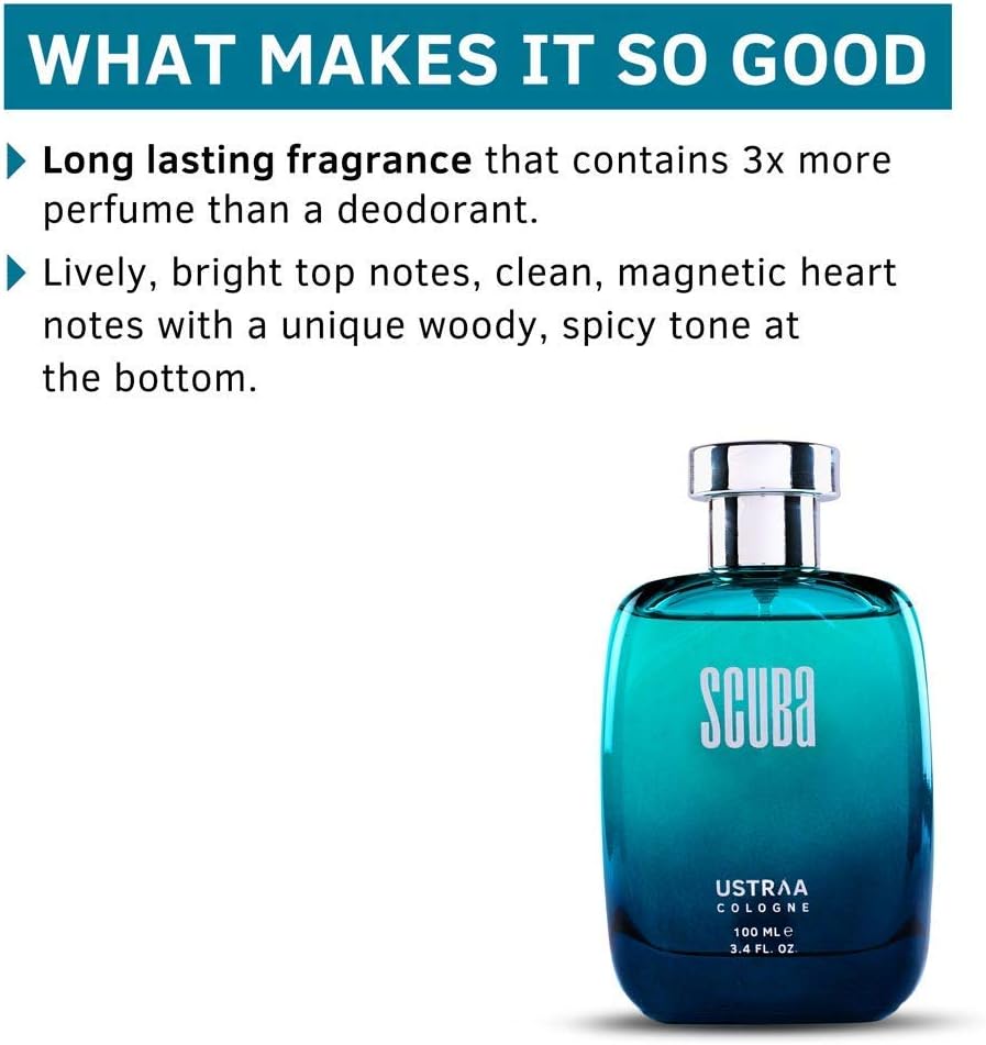Ustraa Men's Cologne SCUBA - Deep & Fresh Fragrance, 100ml - Image 3
